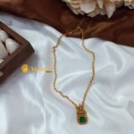 Lakshmi Cubic Stone with Ball Chain Short Neck Set - Image 2