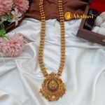Peacock Double Layer Amla Mala Long Neck Set - Image 2