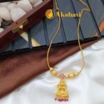 Floral Lakshmi with Ruby Hangings Short Chain