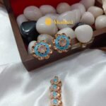 Rose Gold  American Diamond Sky Blue Stone Necklac - Image 2