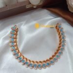 Rose Gold  American Diamond Sky Blue Stone Necklac - Image 3