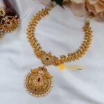 Peacock Leaf Multi Stone Short Neck Set - Image 2
