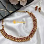 Lakshmi Coins with Oval Stones Short Neck set