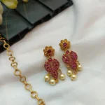 Antique Gold Floral Short Neck Set - Image 3