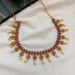 Antique Gold Floral Short Neck Set - Image 2