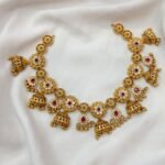 Floral Multi  Jhumka Patten Short Neck Set - Image 3