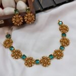 Aqua Blue Floral Short Neck Set