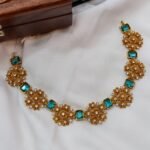 Aqua Blue Floral Short Neck Set - Image 3