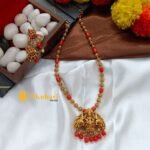 Coral Gajalakshmi Short Neck Set with Earrings