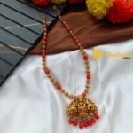 Coral Gajalakshmi Short Neck Set with Earrings - Image 2