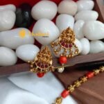 Coral Gajalakshmi Short Neck Set with Earrings - Image 3