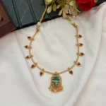 Emerald Pendant with Leaf Short Neck Set - Image 2