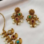Antiqe Mango Navarathana Pearl Short Neck Set - Image 3