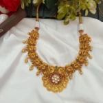 Lakshmi Coin  with Peacock Short Neck Set - Image 2