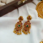 Antique Lakshmi & Floral Kemp Green Stone Short Ne - Image 2