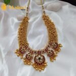 Chandbali Floral Design Gold Cluster Short Neck Se - Image 3