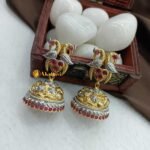 Two Tone Peacock Jhumkas Ruby stone