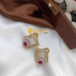 Zircon Cubic Pendant Set Screw Earrings - Image 3