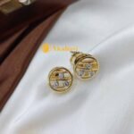 Zircon Circle Grid Pendant Set Screw Earrings - Image 3