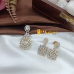 Zircon Oval Bow Pendant Set Screw Earrings - Image 4
