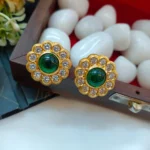 Green Kundan Traditional Floral Earrings