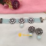 Sky Blue Beads Mala Choker Set