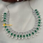 Zircon Silver Polish Green Cube Cut Neck Set - Image 2