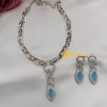 Eye Designer AD Silver Polish Short Neck Set - Image 6