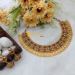 Lakshmi Coin and Peacock Short Neck Set Matte Fini