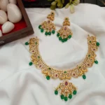 Peacock  Multi Mango Green Beads Short Neck Set