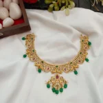 Peacock  Multi Mango Green Beads Short Neck Set - Image 3