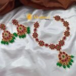 Floral oval design real Kemp Jade Short Neck Set