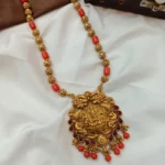 Lakshmi Pendant with Amla Ball and Coral Short Neckset - Image 3