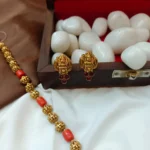 Lakshmi Pendant with Amla Ball and Coral Short Neckset - Image 2