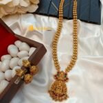 Lotus Lakshmi with Rudraksha 2 Layer Long Neck Set