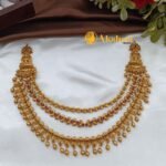 Antique Lakshmi With Golden Balls 3 Layer Necklace - Image 2