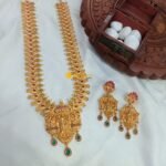 Radhakrisha Floral Kemp Green Stone Long Haram