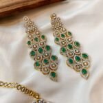 AD Zircon Thilak Green Stone Choker Set - Image 2