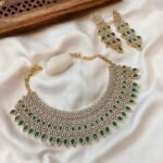 AD Zircon Thilak Green Stone Choker Set