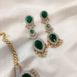AD Zircon Grand Thilak Green Short Neck Set - Image 3