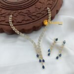 Zircon Designer Blue Diamond Look Short Neck Set
