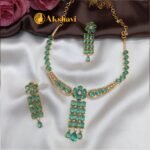 Floral Mint Green Fancy Short Neck Set