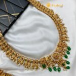 Floral Multi Green Beads Rice Pearl Long Haram - Image 3