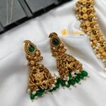 Floral Multi Green Beads Rice Pearl Long Haram - Image 2