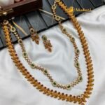 Antique Mango Ruby & Green Stone Long Neck Set