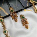 Antique Mango Ruby & Green Stone Long Neck Set - Image 2