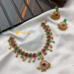 Cubic Ruby & Green Heritage Short Neck Set