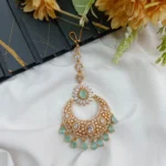 AD Tikka with Mint Green Thilak Danglings
