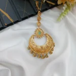 AD Tikka with Mint Green Thilak Danglings - Image 2
