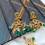 Peacock  Multi Mango Green Beads Short Neck Set - Image 2